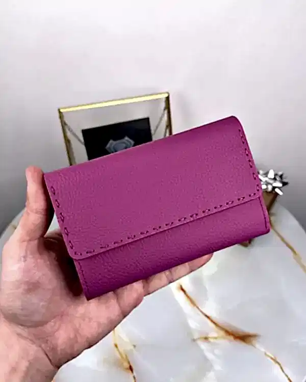 Süs Dikişli Kadın Cüzdan Hakiki Deri 2095 - Pembe