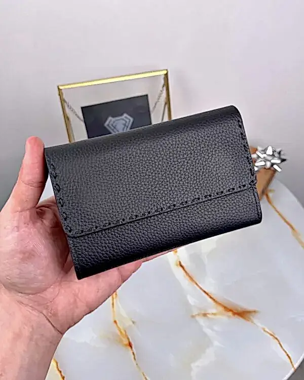 Süs Dikişli Kadın Cüzdan Hakiki Deri 2095 - Siyah