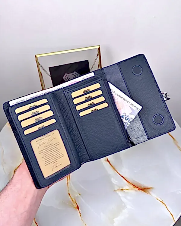 Süs Dikişli Kadın Cüzdan Hakiki Deri 2095 - Lacivert