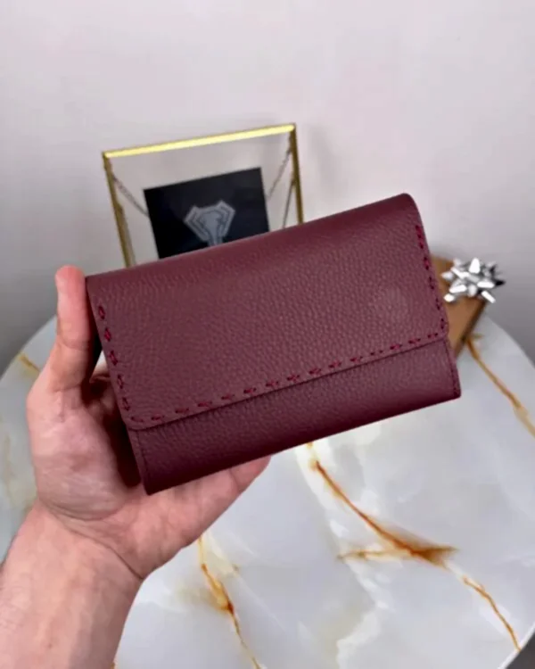 Süs Dikişli Kadın Cüzdan Hakiki Deri 2095 - Bordo