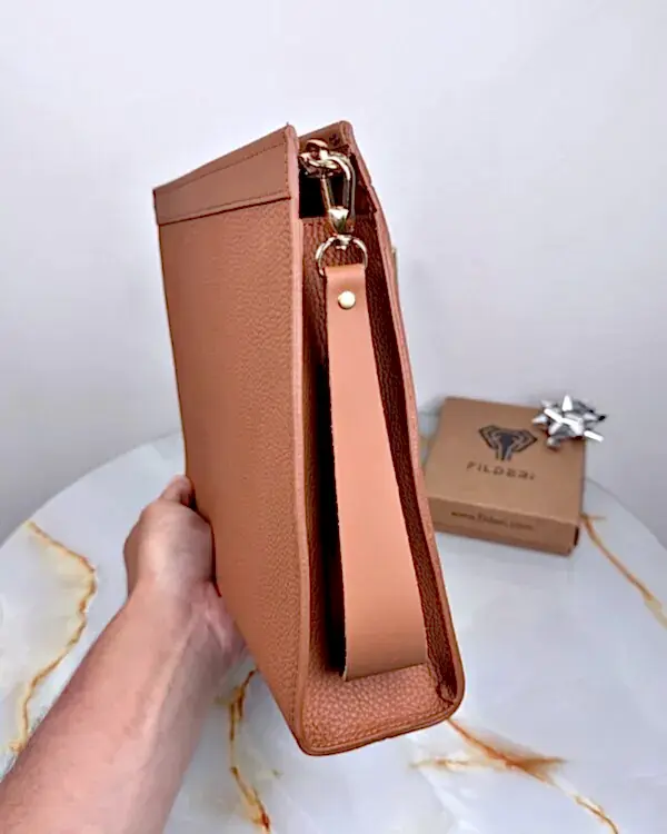 Kadın El Çantası Hakiki Deri 2096 - Taba