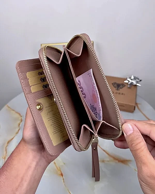 Hakiki Deri Lüks Kadın Cüzdan 2091 - Gül Kurusu