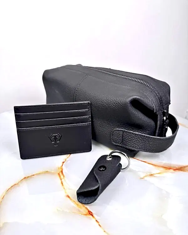 Çantalı Damat Seti Hakiki Deri