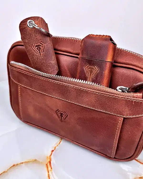 Eskitme Deri Damat Seti Şifreli Çantalı