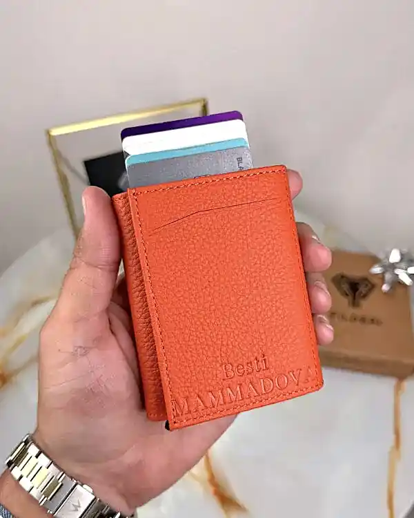 Mekanizmalı Cüzdan – Turuncu Hakiki Deri Guti | 2001