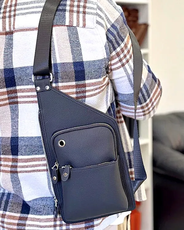 Çapraz Çanta Hakiki Deri - Siyah