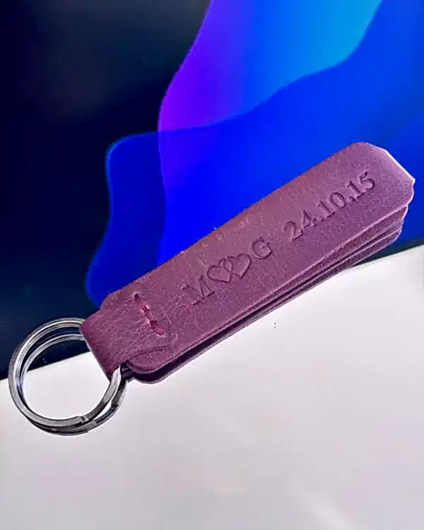 İsimli Anahtarlık Hakiki Deri Mor Renk