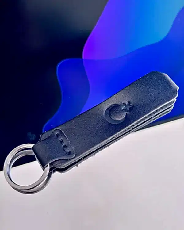 Hakiki Deri Anahtarlık Düz Siyah Renk