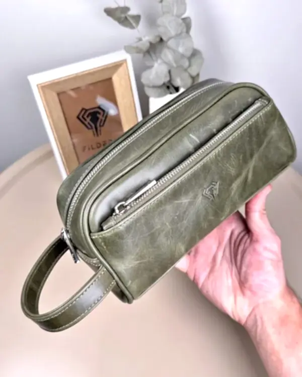 Hakiki Deri El Çantası – Fermuarlı Yeşil Renk | 2109