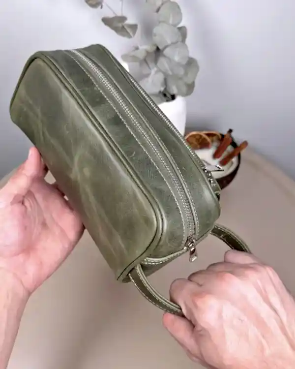 Hakiki Deri El Çantası – Fermuarlı Yeşil Renk | 2109