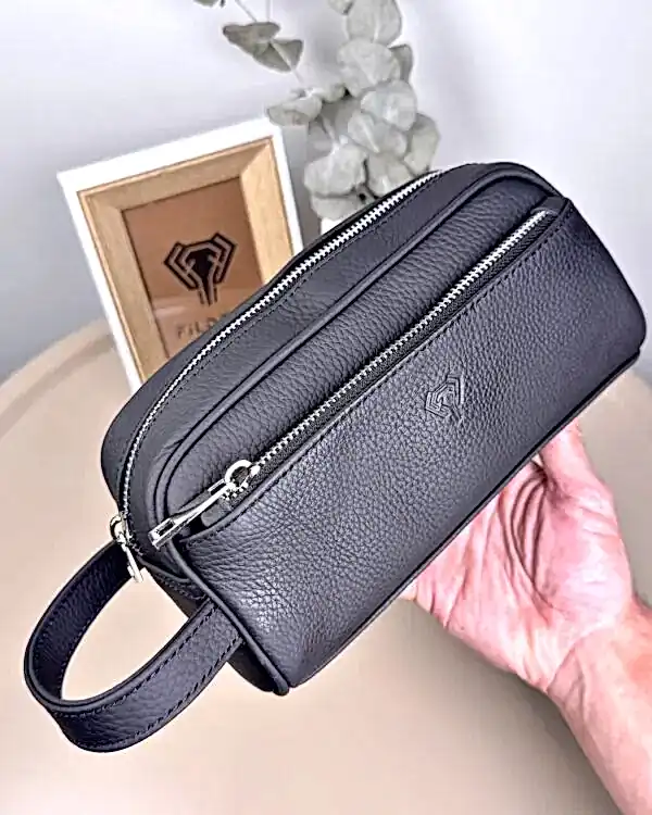 Hakiki Deri El Çantası – Fermuarlı Mat Siyah | 2109