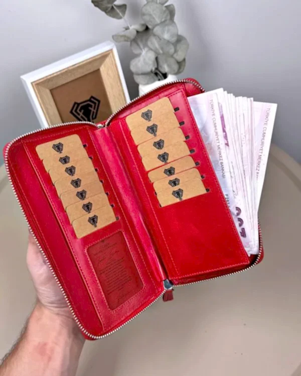 Lüks El Çantası – Kırmızı Hakiki Deri | 2100