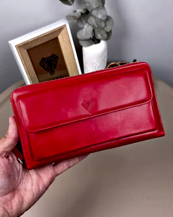 Lüks El Çantası – Kırmızı Hakiki Deri | 2100