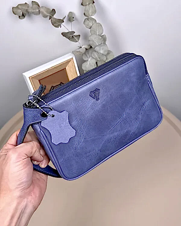 Erkek El Çantası – Lacivert Hakiki Deri, El Tutmalı | 2101