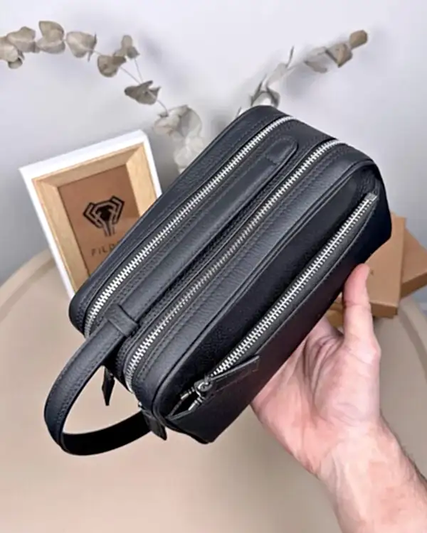 Büyük Erkek El Çantası – Hakiki Deri Mat Siyah | 2104