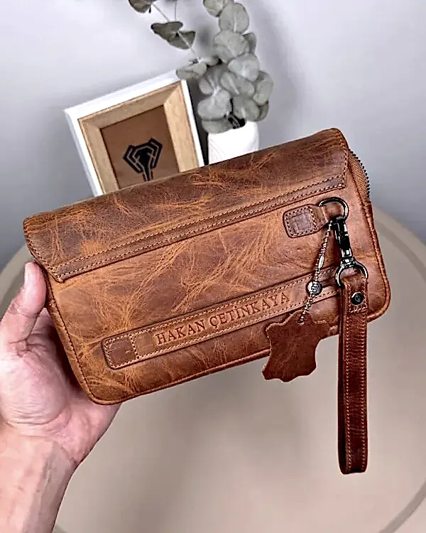 Hakiki Deri Erkek El Çantası – Fındık, Mıknatıslı | 2107