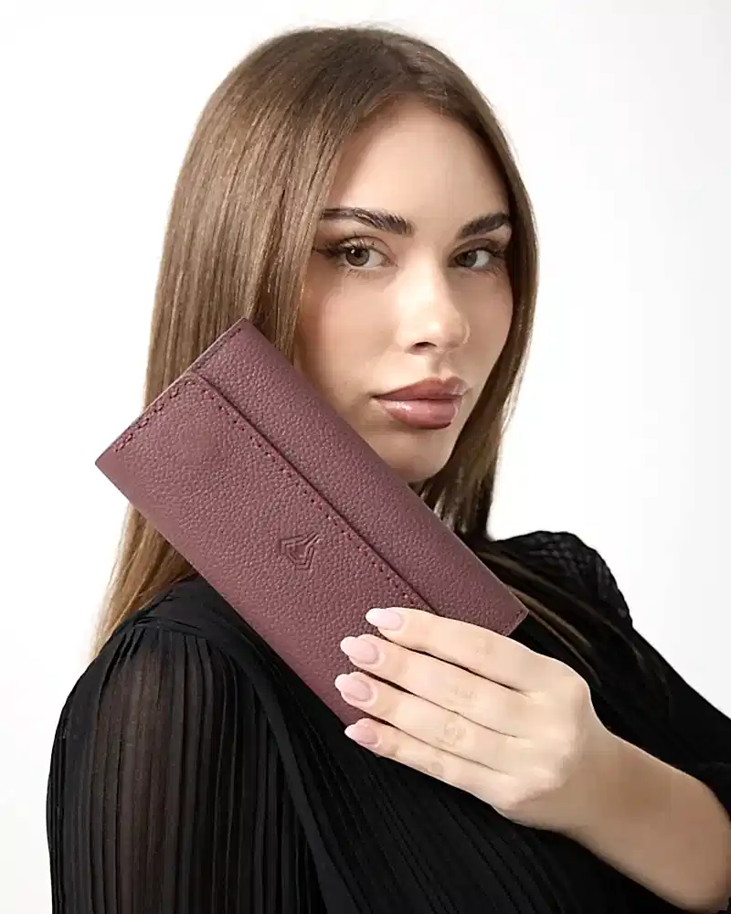 Saraciye Dikişli - Bordo Hakiki Deri Guti Kadın Cüzdan | 2022