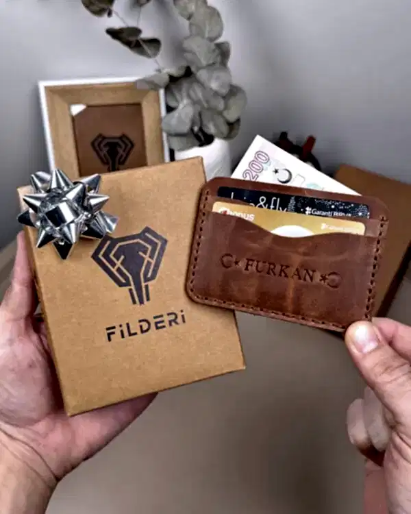 El Dikiş Kartlık - Hakiki Deri Fındık Renk | 2066