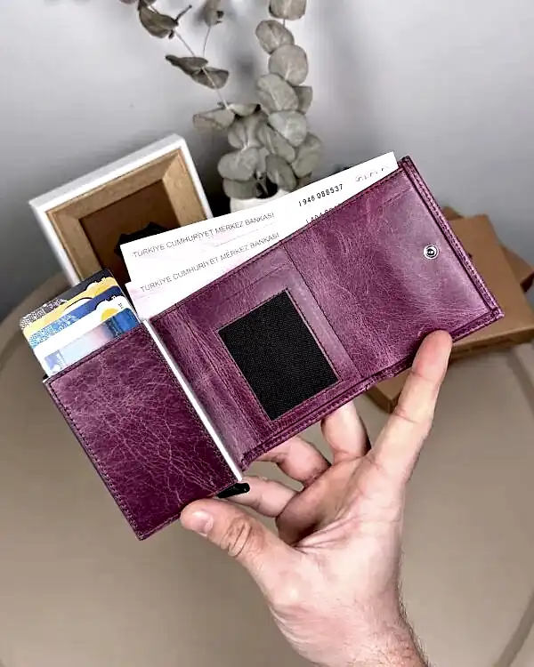 Mekanizmalı Cüzdan – Mor Tiguen Hakiki Deri | 2001
