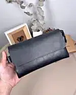 Erkek El Çantası – Hakiki Deri, Siyah Desenli Kapak | 2056