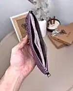 Created with RNI Films app. Profile 'None' Hakiki Deri Uzun Kartlık – Fermuarlı, Mor | 2127