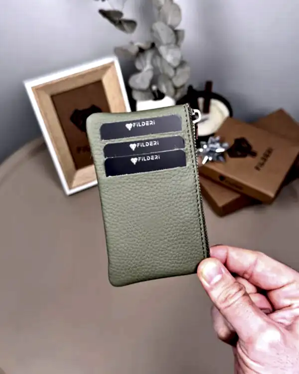 Hakiki Deri Kartlık – Slim , Fermuarlı,Yeşil | 2126
