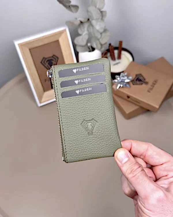 Hakiki Deri Kartlık – Slim , Fermuarlı,Yeşil | 2126
