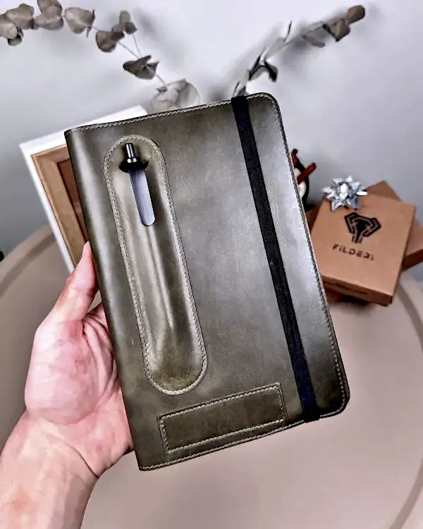 Hakiki Deri Ajanda - Kalem Yuvalı, İsme Özel, Yeşil | 2129