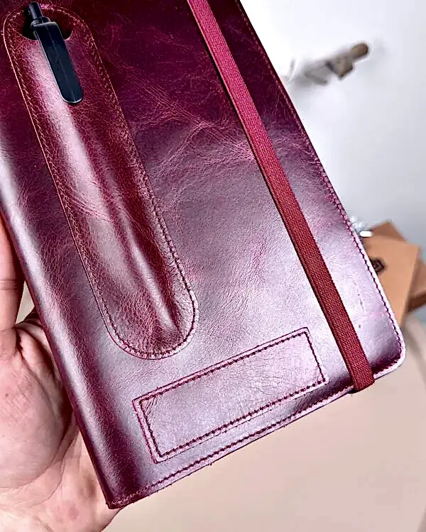 Hakiki Deri Ajanda - Kalem Yuvalı, İsme Özel, Bordo | 2129