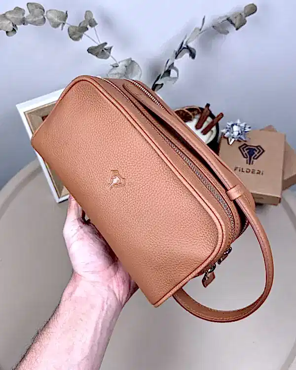 Büyük Erkek El Çantası – Hakiki Deri Taba Renk | 2104