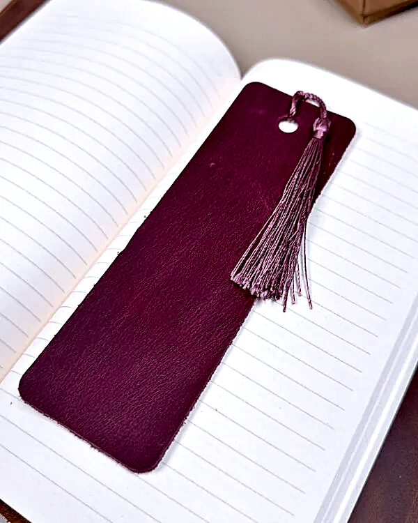 Hakiki Deri Kitap Ayracı – Bordo Renk