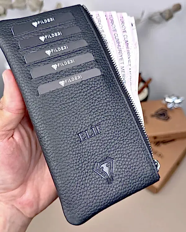 Hakiki Deri Uzun Kartlık – Fermuarlı, Siyah | 2127