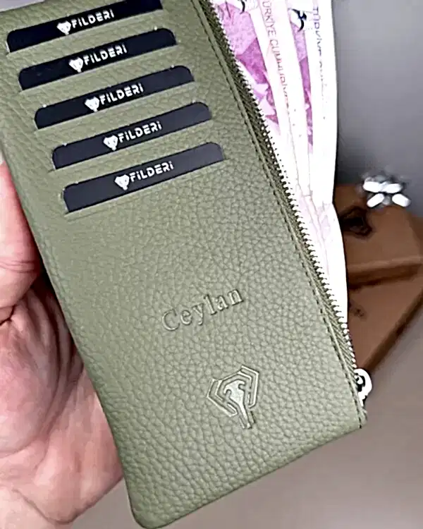 Hakiki Deri Uzun Kartlık – Fermuarlı, Yeşil | 2127