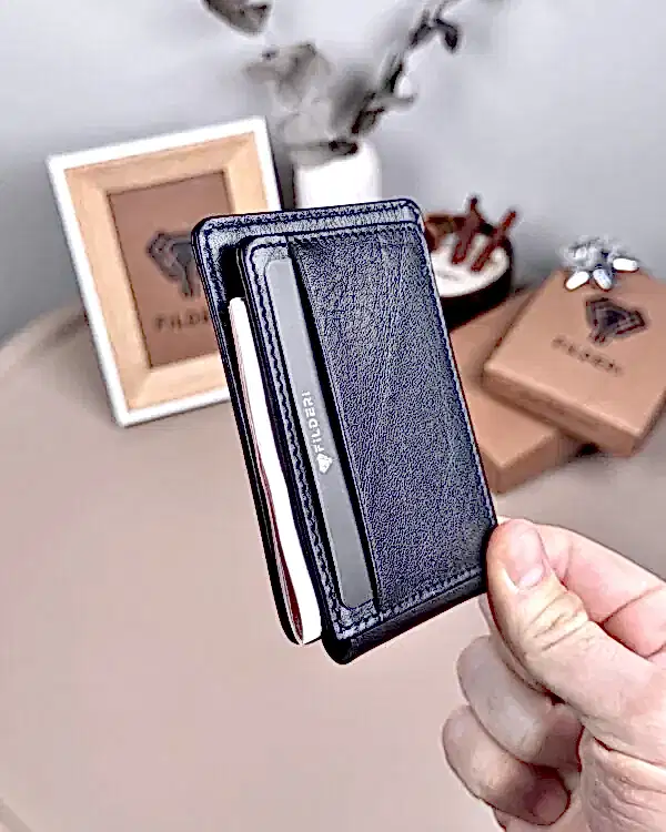 Mıknatıslı İnce Kartlık - Hakiki Deri Siyah Renk | 2132