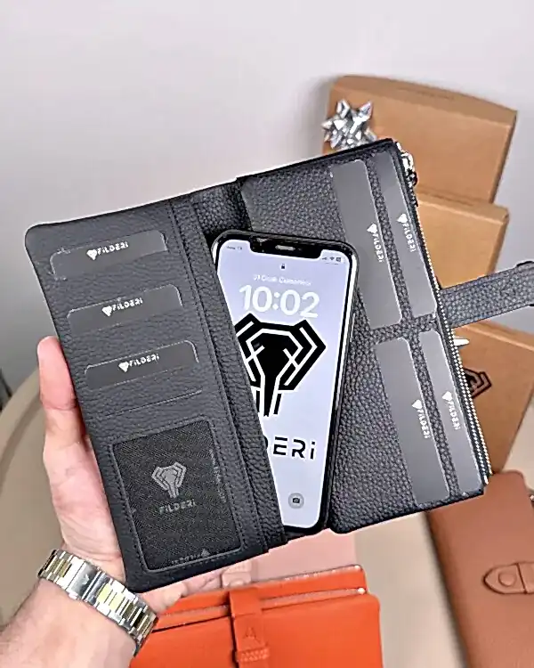 Kadın Cüzdan – Hakiki Deri, Fermuarlı & Mıknatıslı Siyah | 2133