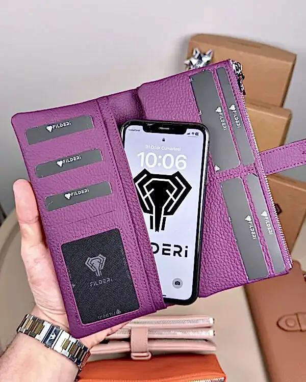 Kadın Cüzdan – Hakiki Deri, Fermuarlı & Mıknatıslı Mor | 2133