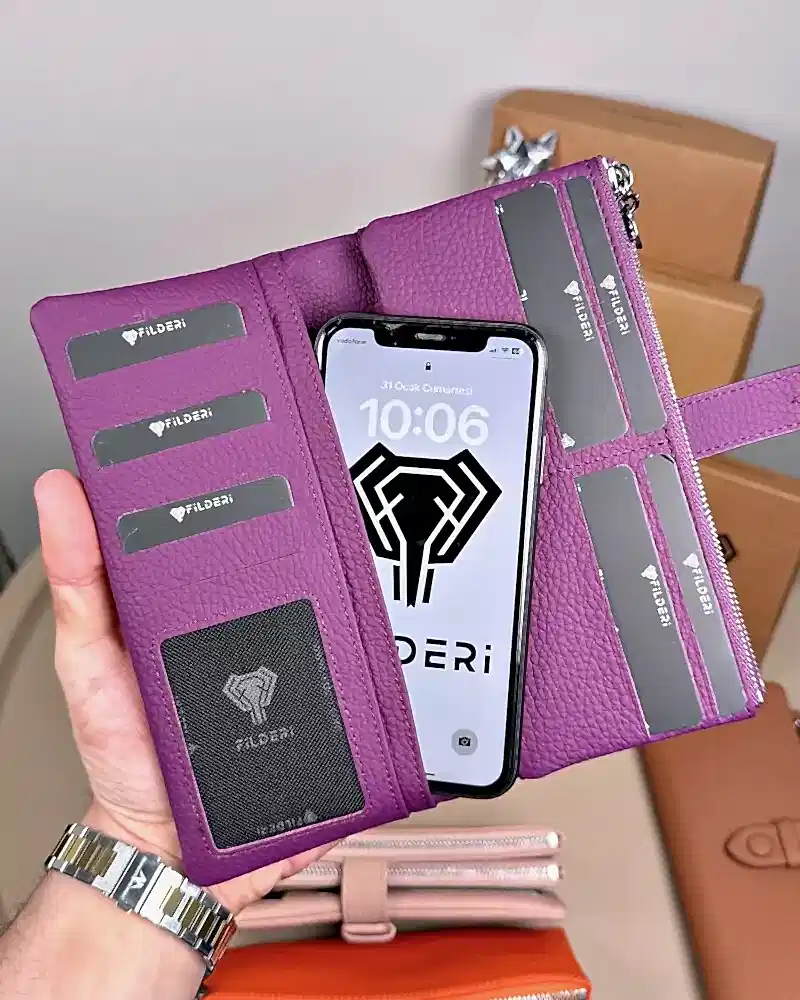 Kadın Cüzdan – Hakiki Deri, Fermuarlı & Mıknatıslı Mor | 2133