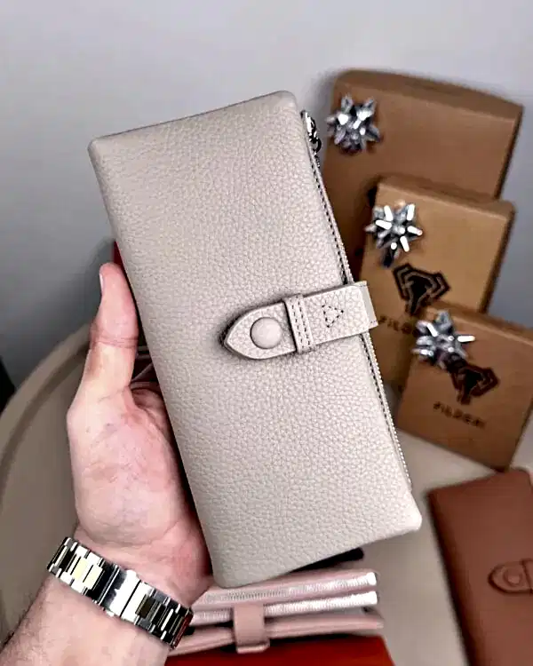 Kadın Cüzdan – Hakiki Deri, Fermuarlı & Mıknatıslı Vizon | 2133