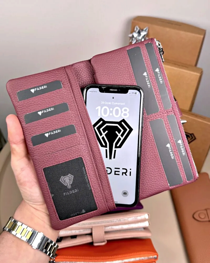 Kadın Cüzdan – Hakiki Deri, Fermuarlı & Mıknatıslı Bordo | 2133