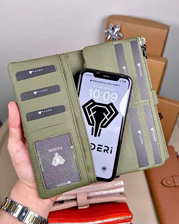 Kadın Cüzdan – Hakiki Deri, Fermuarlı & Mıknatıslı Yeşil | 2133