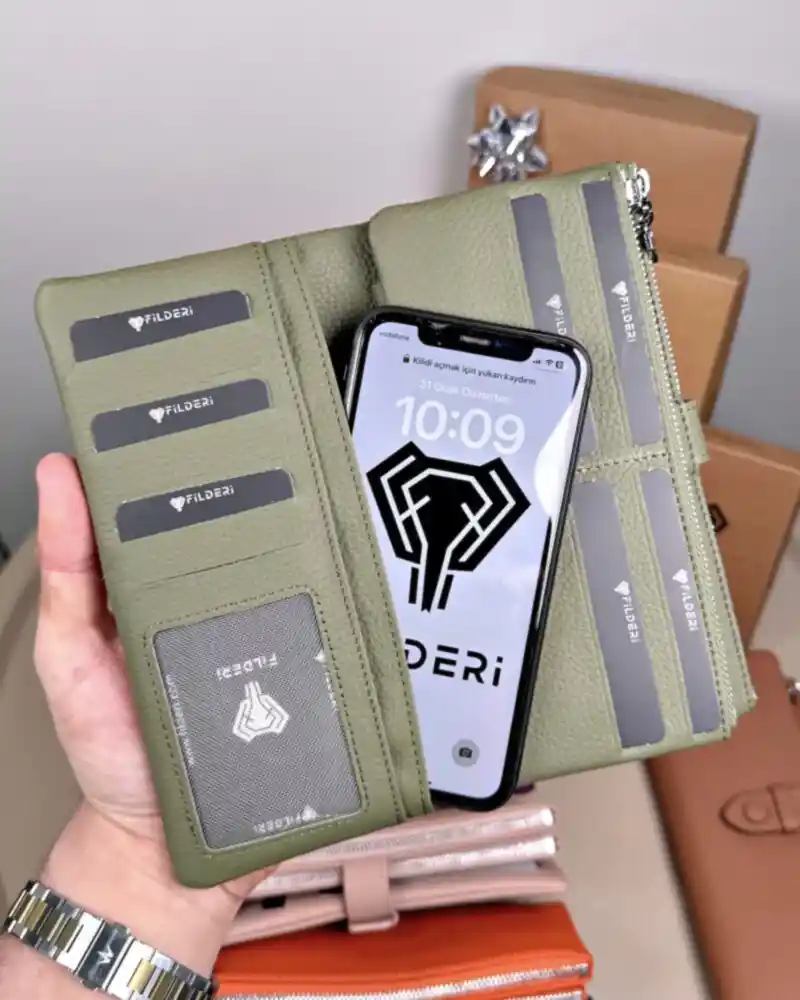 Kadın Cüzdan – Hakiki Deri, Fermuarlı & Mıknatıslı Yeşil | 2133