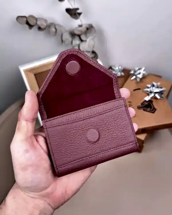 Akordiyon Kartlık - Hakiki Deri Bordo Renk | 2063