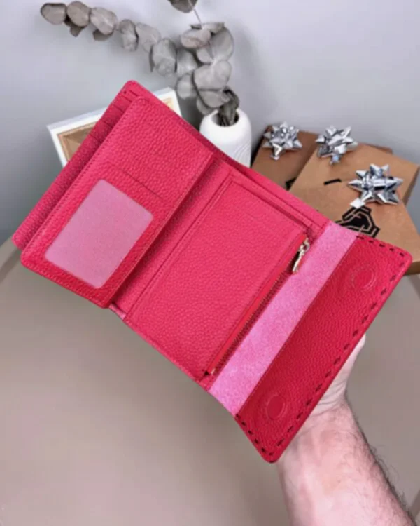 Kadın Cüzdan – Süs Dikişli Kırmızı Guti Hakiki Deri | 2095