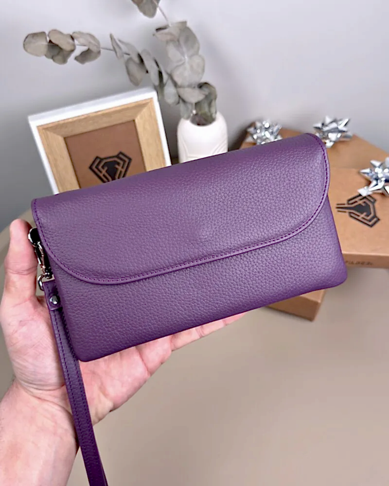 Kadın Hakiki Deri El Çantası – Çok Gözlü, Mor | 2135