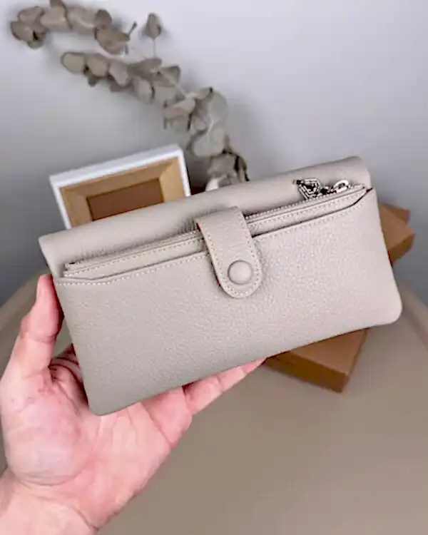 Telefon Bölmeli Cüzdan – Hakiki Deri, Kartlıklı, Vizon | 2134