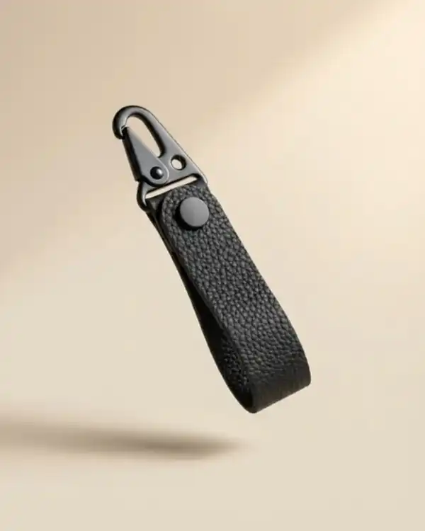 Hakiki Deri Anahtarlık Siyah – Karabina Klipsli